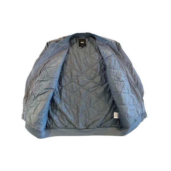 Vans Quilted Bomber Jacket Men XL Gray Blue Corduroy Full Zip Padded Lined HO22 - Picture 4 of 10